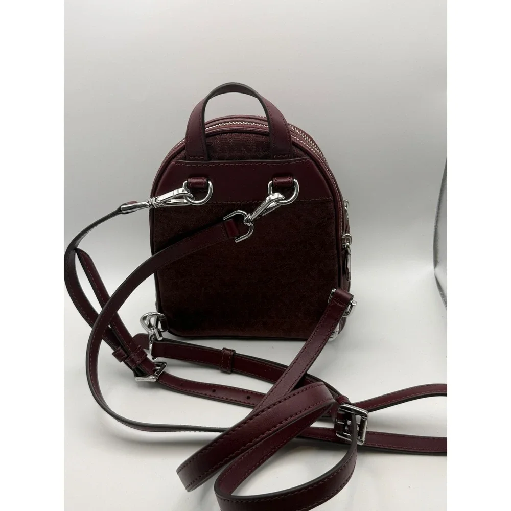 Michael Kors Rhea Extra Small‎ MK Logo Backpack Merlot Burgundy Convertible Bag